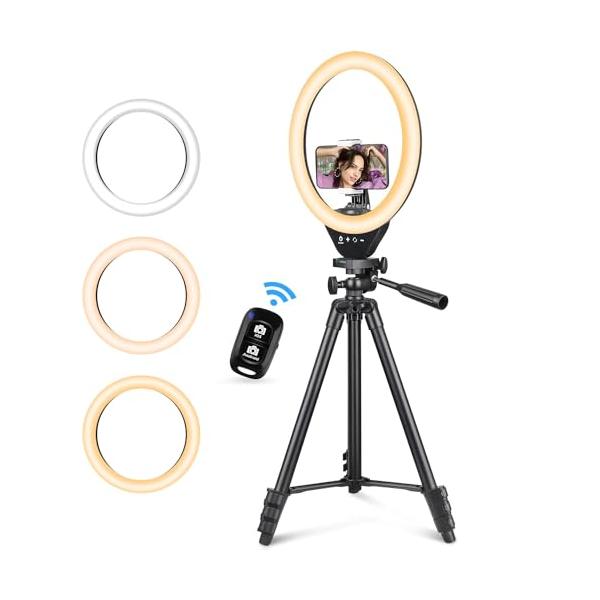 他サイト： UBeesize LEDリングライト 10インチ スマホ三脚 自撮りライト ビデオライト タッチパネル操作式 zoom会議/ビデオ撮影/化粧/ブの商品画像