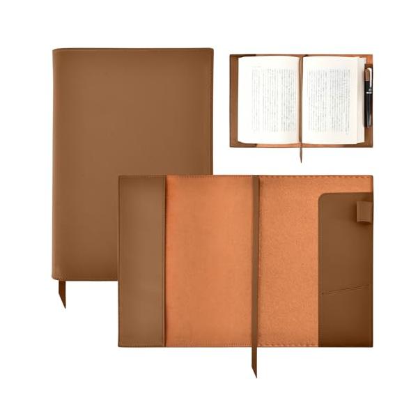 Tonriga A5サイズ ブックカバー 防水 本革製 手帳カバー 栞付き ペン