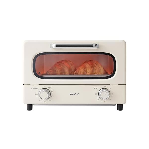 COMFEE' オーブントースター レトロ トースト2枚焼き 1000W高
