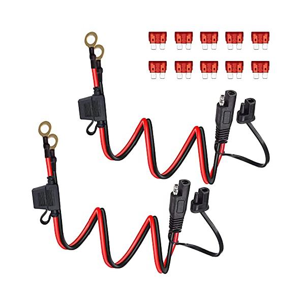 2個2フィートSAE接続ケーブル/-/-・★ バイク専用車両ケーブル(高耐久型)(60cm)（充電器用コネクター）。・★ 内部回路を保護する防水カバー。・★ プロテクション機能付生活防水 ショート防止 断線防止 耐腐食 耐摩耗。・★ セカン...