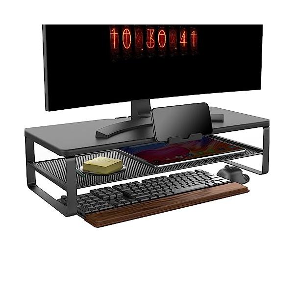 他サイト： Doowiit モニター台 2段収納 ラック 卓上 スタンド 机上台 安定性 パソコン pc キーボード収納 プリンタ 液晶モニター台 幅52cの商品画像