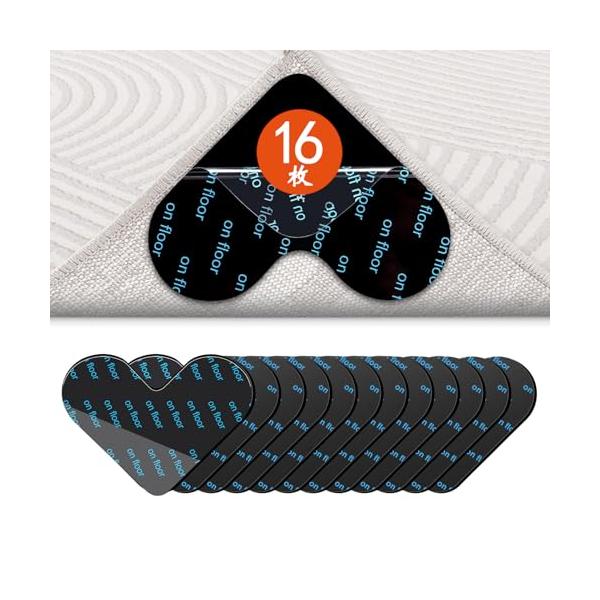 ブラック/15 x 20 cm (ハート（16枚）)/FHD000・Shape:ハート（16枚）・最新改良カ粘着剤粘着性の強い粘着剤を採用しただけでなく、粘着性の大幅な向上、メッシュ加固仕上げで、カーペットの安定性が更に向上させました。カー...