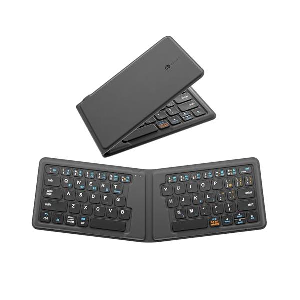 他サイト： iClever 折りたたみ Bluetooth キーボード- 多ペアリング対応 360度回転 超軽量薄型 レザー保護カバー付き 折れない設計 iの商品画像
