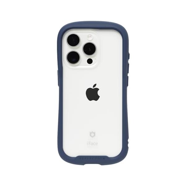 iFace Reflection iPhone 15 Pro ケース クリア 強化ガラス (ネイビー