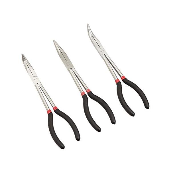 角度90度、角度45度、ストレートシルバー ブラック/3ピース/DS-3LRP・Size:3ピースStyle:角度90度、角度45度、ストレート・パッケージ個数:1・3ピースロングリーチペンチ : 角度90度、角度45度、ストレートニードル...