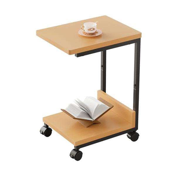 ベッドサイドテーブルナチュラル/-/-・Color:ナチュラル・コ字型テーブルサイドテーブル キャスター付きはコ字型、ソファやベッドの下のスペースに入れ、隙間に差し込んでも使えます。ソファのサイドテーブルやリビングのサイドテーブルとしても使...