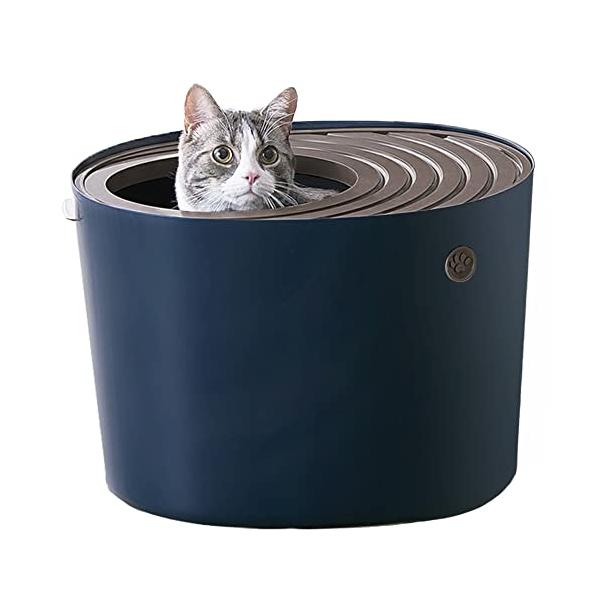 他サイト： アイリスオーヤマ 猫 トイレ 上から猫トイレ 砂が飛び散りにくい プチ ネイビーの商品画像