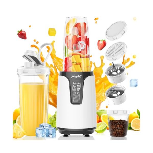 他サイト： ミキサー ジューサー1台多役・850W ハイパワー ・11in1&amp;670ML*２大容量Happilaff スムージーミキサー 氷も砕ける 300の商品画像