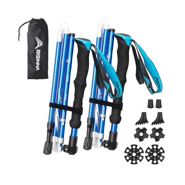 BISINNAトレッキングポール 折畳み 軽量 登山用ストック 2本セット