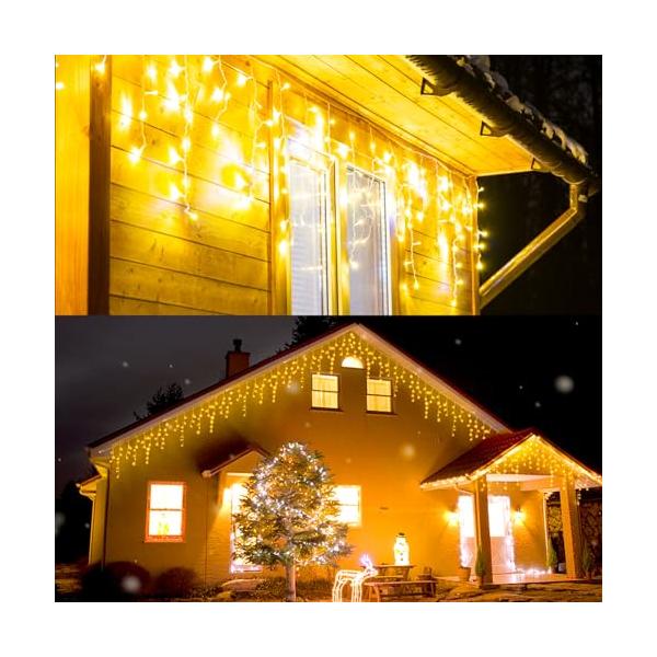 Dalugo LED イルミネーションライト つららライト ストリングライト 屋外 防水 200球 6.5M イルミネーション クリスマス 飾り