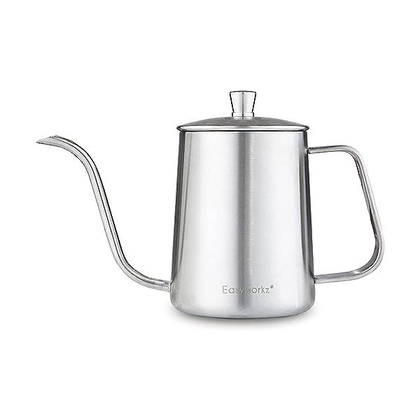 Easyworkz グースネック ケトル 350ml ステンレス鋼 コーヒー ポット ハンド ドリップ ティー ポット「シルバー」