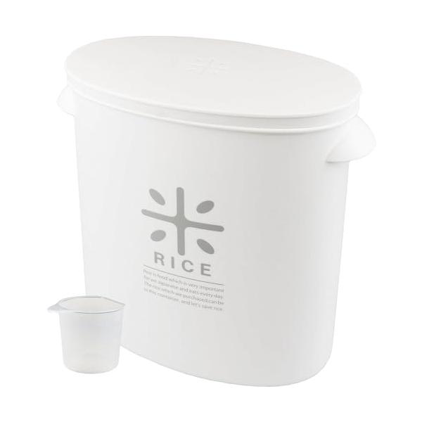 他サイト： パール金属 日本製 米びつ 5kg ホワイト 計量カップ付 お米 袋のまま ストック RICE HB-3433の商品画像