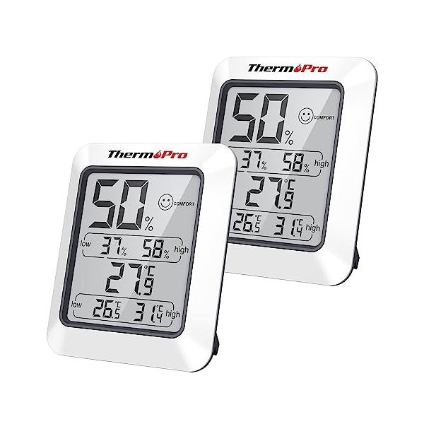 他サイト： ThermoProサーモプロ 湿度計 デジタル温湿度計 顔マーク 室内温度計湿度計 小型 最高最低温湿度表示2パック TP50の商品画像