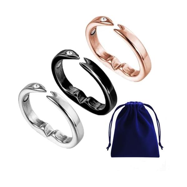 シルバー、ブラック、ローズゴールド/3個セット/-・Size:3個セット・パッケージ個数:1・ツボ刺激を応用した指輪鼻や口ではなく指を刺激する、新感覚のいびき軽減グッズです！ 人体神経系の作業原理により、小指のツボにある中枢神経に刺激を与え...