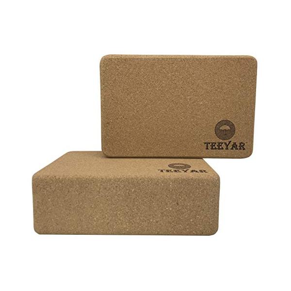 ヨガブロック コルク- Teeyar 2個セット 頑丈な 天然スペインのコルク運動ブロック 23 x 15 x 7.6cm ヨガ/ピラティス /