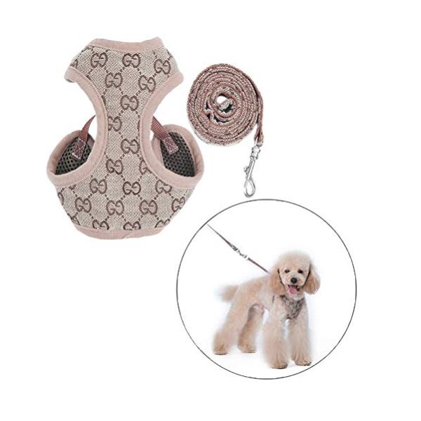 他サイト： 犬ハーネスメッシュ小中型犬ナイロンペ ット胴輪（Size : M) 通気可調節猫用首輪かわいい 子犬用調整なソフトメッシュベストハーネスリードの商品画像