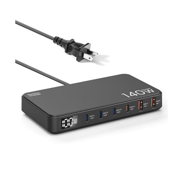 140W USB充電器 Type-c 6ポート 急速充電器単ポート100W USB-C