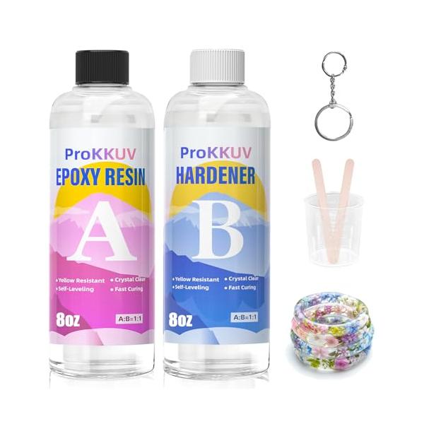 ProKKUV レジン液 大容量 エポキシ樹脂 2液性 237ml×2 高級・黄変し