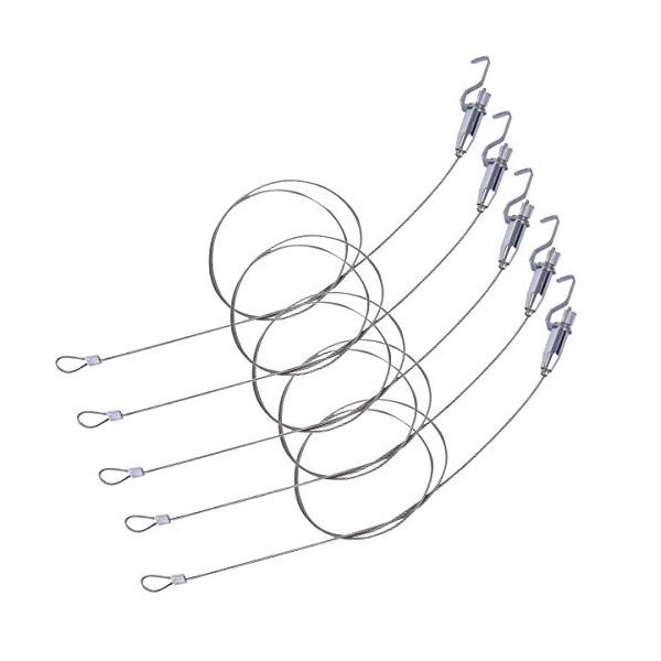 他サイト： リッセイ ピクチャーレール 耐荷重約20kg 自在金具付 径2.0mm (全長0.5m/5本セット)の商品画像