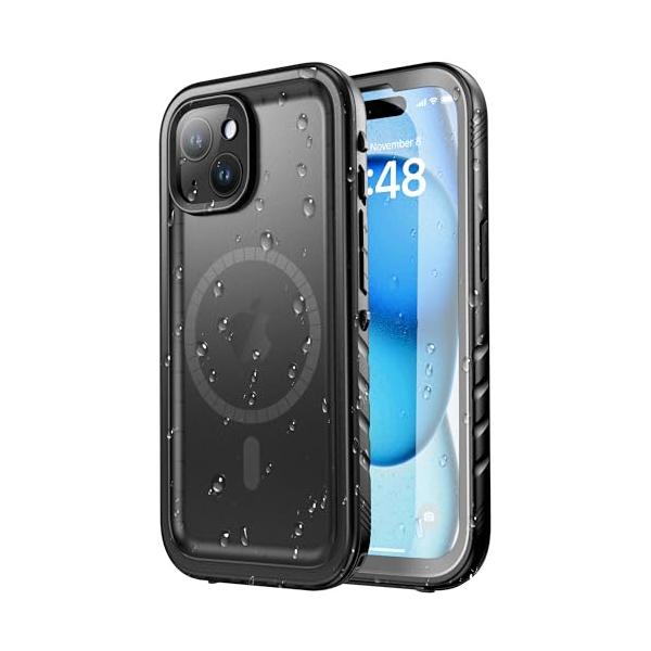 SPORTLINK iPhone 15 用 防水ケース 完全防水 IP68防水等級 マグネット搭載 MagSafe対応 防雪 防塵 耐衝撃 36