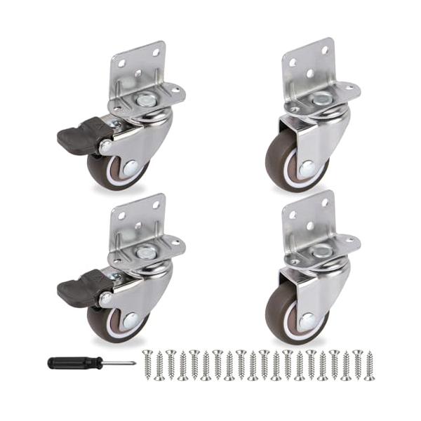 茶色/-/32mmL型 キャスター・Model:32mmL型 キャスター・小さなキャスターでも大きなヘルパー：日常生活で機器や家具を移動することに悩まされていませんか 吉祥の家32ｍｍ プレート キャスター セットには、ブレーキ付きの回転安...