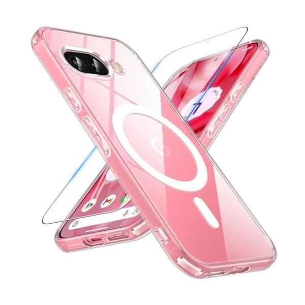 OWKEY Google Pixel 9a ケース ガラスフィルム付き・MagSafe対応 透明