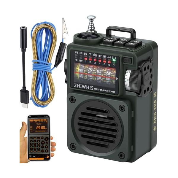 ZHIWHIS Bluetoothスピーカー BCLラジオ MP3プレーヤー AM/FM/短波