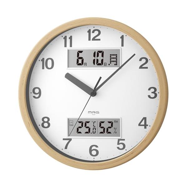 非電波ナチュラル/縦29.0×幅29.0×奥行5.0cm/W-807 N-Z・Color:ナチュラル・パッケージ個数:1・・サイズ：縦29.0×幅29.0×奥行5.0cm・・材質：プラスチック、ガラス・・機能：連続秒針、温度表示、湿度表示、...