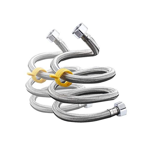 シルバー/100cm 2本セット/-・Size:100cm 2本セット・パッケージ個数:2・材質とネジサイズSUS304ステンレス、黄銅、安全无毒EPDM。国際汎用基準G1/2。100cm 水道管延長フレキホース（2本入れ）。・取り付けが簡...