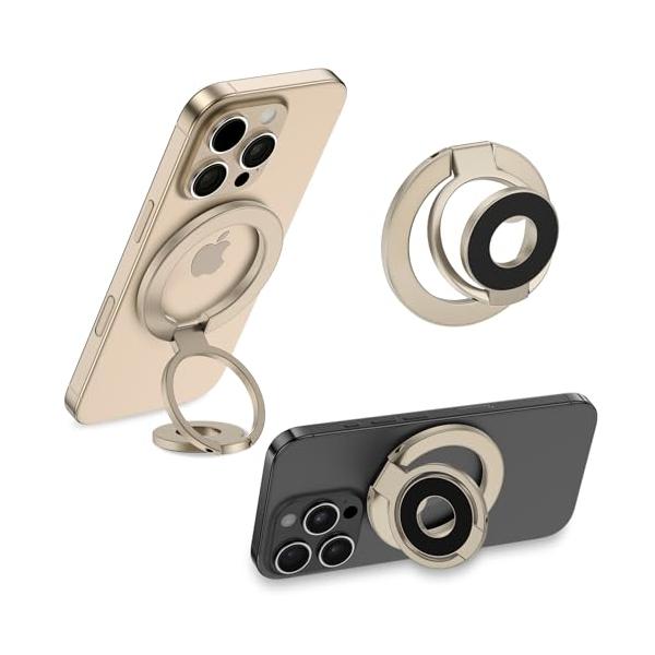 ゴールド/軽量小型/-・Color:ゴールド・両面マグネットで超便利Viviberのマグネットスマホリングは両面マグネットなので、リングを取り外すことなく冷蔵庫、テーブル、洗濯機、ジムの設備、更にマグネット式の車載ホルダーなど磁力のあるもの...