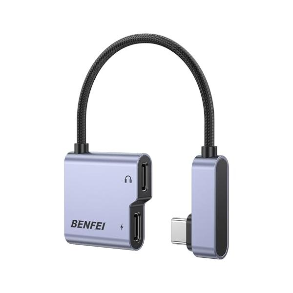BENFEI 2in1 USB C to USB C イヤホンジャック 変換 タイプc 60W急速充電同時音 通話音楽調節 搭載32bit/96
