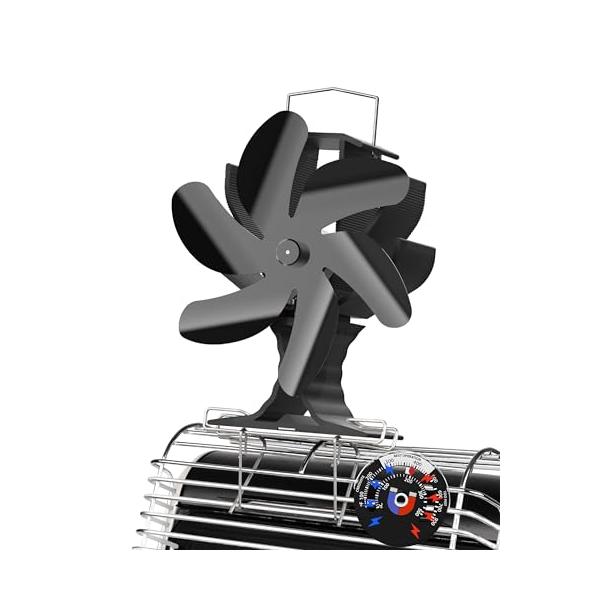 他サイト： ストーブファ 薪ストーブファン 熱駆動 6枚羽根暖炉ファンブラケット ン ヒーターファン 磁気温度計付き 薪ストーブアクセサリー ペレット/ガスの商品画像