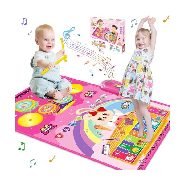 2in1 ピンク/-/-・Color:2in1 ピンク・３in1ピアノマットおもちゃ：この革新的なピアノマットは、ピアノ、ドラム、そしてシンセサイザーの 3 つのモードを完備しています。ピアノモードでは 8 つの鍵盤があり、7 種類のクラシ...