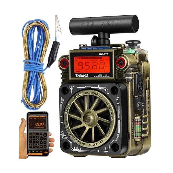 ZHIWHIS Bluetoothスピーカー BCLラジオ FM AM SW T型アンテナ