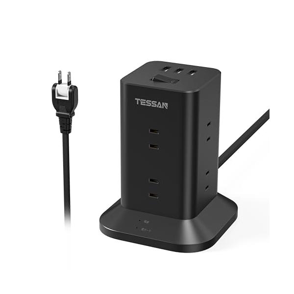 ブラック/2m&amp;usb-a/TPS04-JP・Size:2m&amp;usb-aColor:ブラック・ 一台11役のタワー型電源タップこれは8個のACコンセントと3個のUSB-Aポートを搭載しているUSB タワー型電源タップです。8...