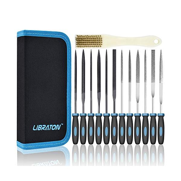 LIBRATON 12本組 ヤスリセット 金属 ダイヤモンドヤスリ 精密 鉄工