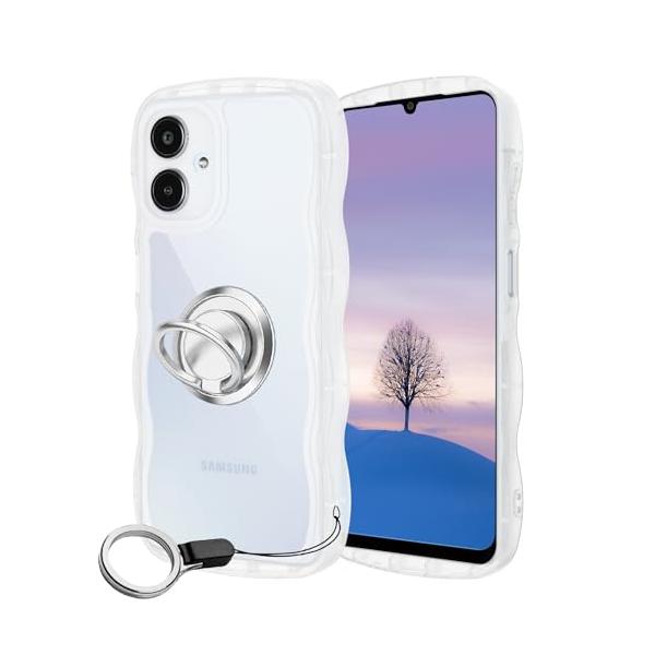 Galaxy A25 5G ケース クリア ウェーブ リング付き TPU波状のバンパー 透明 スマホケース かわいい うねうね ギャラクシーA2