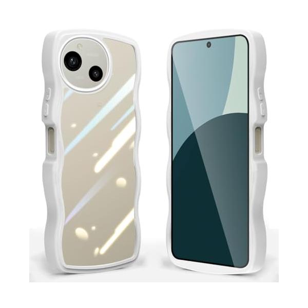 AQUOS R9/R10 ケース SH-51F/SH-51E カバー クリア 波状フレーム グーグル 耐衝撃 うねうね 女性用 女子向け 人気