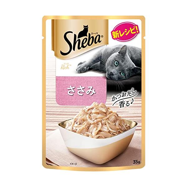 他サイト： シーバ リッチ ウェット 成猫用 ささみ 35g×12袋 水分補給 キャットフード 猫 Sheba パウチの商品画像