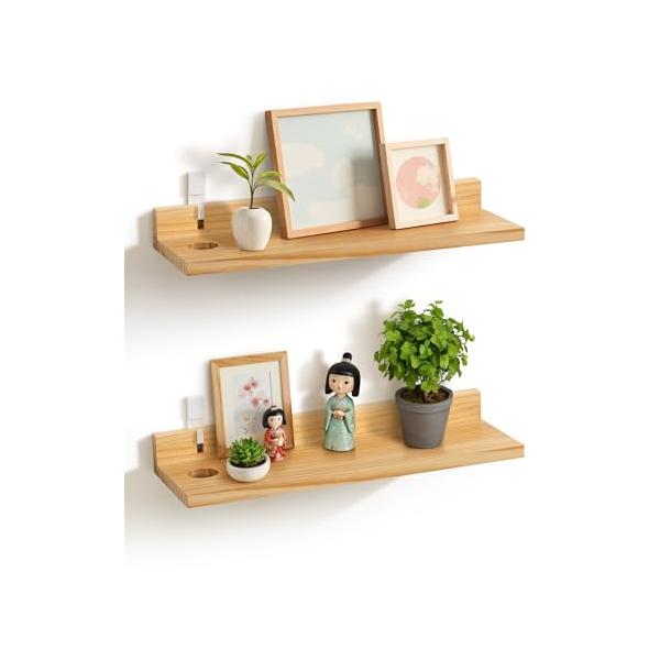 ウォールシェルフ 壁掛け棚 落下防止 2個セット 天然木 ウォールシェルフ 壁掛け棚 落下防止 2個セット 天然木 ウォール