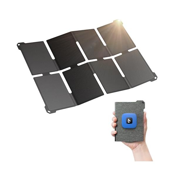 BigBlue ソーラーパネル ソーラー充電器 22W USB-A/Type-Cポート 小型