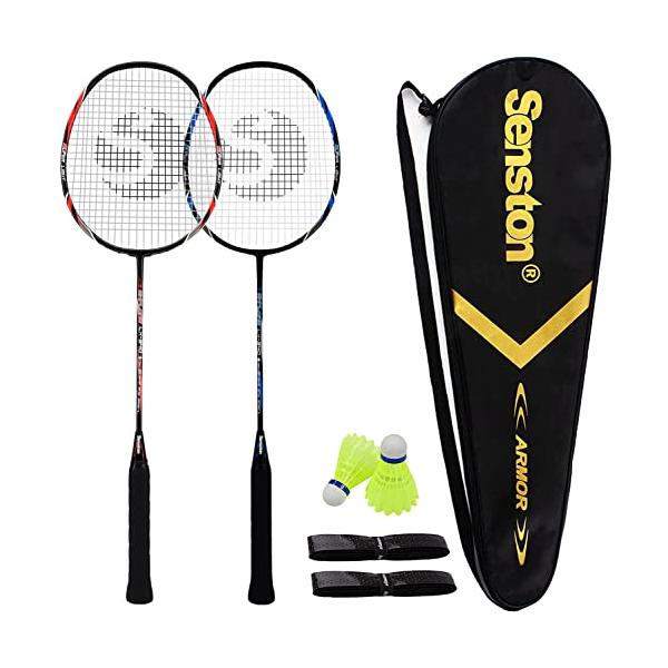 Senston 2本組みバドミントンラケットセットカーボンファイバー