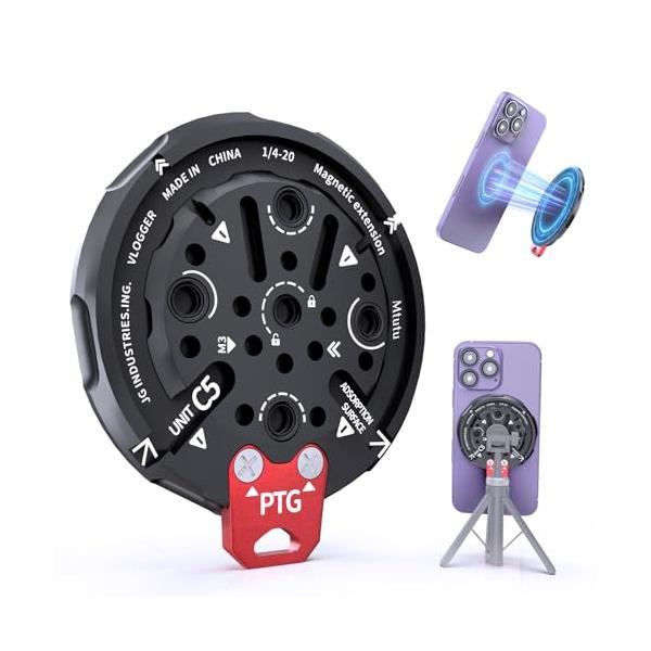 他サイト： C5 スマホホルダー 三脚用 マグネット式スマホホルダー スマホ三脚マウントアダプター 1/4ネジ穴 五個 磁力再進化 マグネットリング1枚付きの商品画像