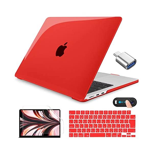 CISSOOK MacBook Air 13.6 インチ M4 A3240 M3 A3113 A2681 M2 新型 レッド ケース macbo