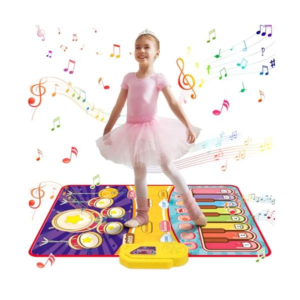 DW802パープル/?10.6*3.8*0.25 cm/-・2in1ピアノ＆ドラムモードピアノの鍵盤とドラムの音が組み合わさったダンスマットで、13曲のメロディー、8つのピアノキーマット、8種類の楽器、音楽の調整、録音再生機能があります。友...