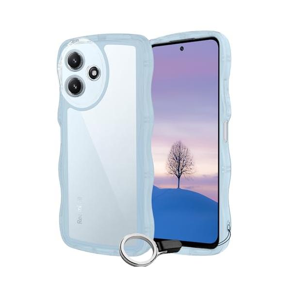 Xiaomi Redmi 12 5G ケース ブルー ウェーブ TPU波状のバンパー 半透明