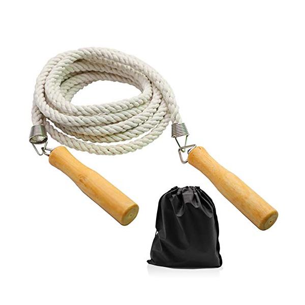 白い/5M/-・DisplayLength:5.0 メートル・サイズ 5m：3〜4人用が目安・手になじみやすい木製グリップなので、回しやすく手が痛くなりにくい！また、ロープにも適度な重みがあり回す人の負担を軽減してくれます♪・ロープは直径1...
