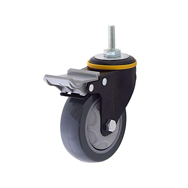 他サイト： ドウシシャ ルミナス スチールラック足回りパーツ 高耐荷重ウレタンキャスター ネジ式 車輪径100mm ストッパー付き L100US-GYN キの商品画像