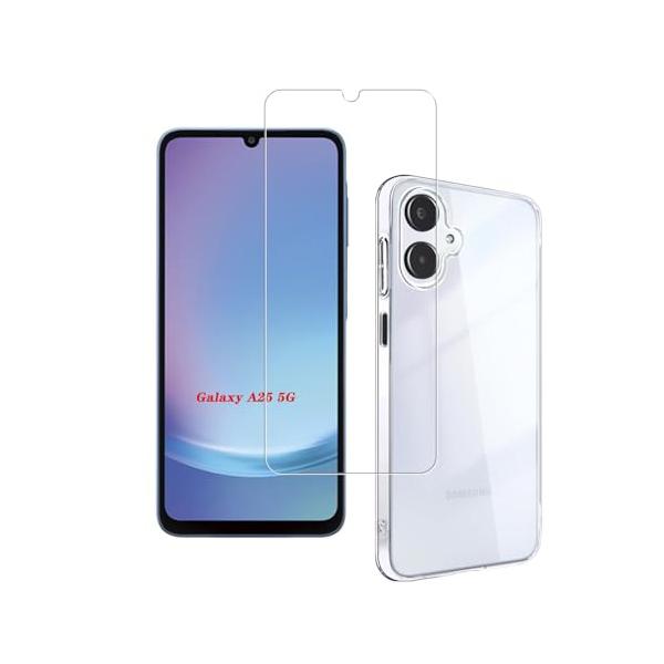 Galaxy A25 5G ガラスフィルム・ケース付き Galaxy A25 5G ガラスフィルム 全面保護 高光沢 高透明 クリア 傷に