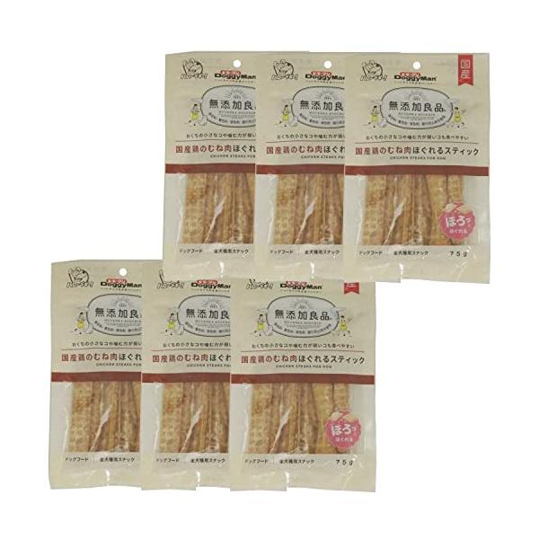 他サイト： ドギーマン 無添加良品 国産鶏のむね肉ほぐれるスティック 75ｇ×6袋の商品画像